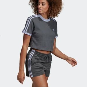 Adidas Gray lilac Crop Top short 2pc set